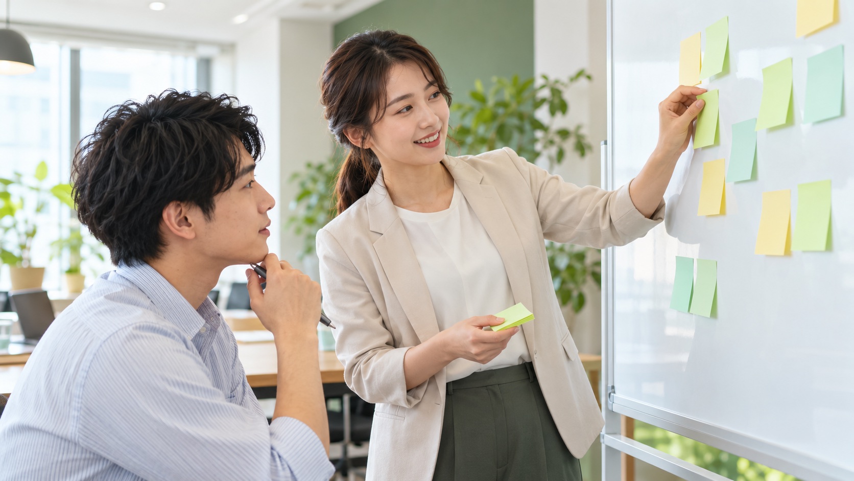 先輩から学ぶ研修の場面